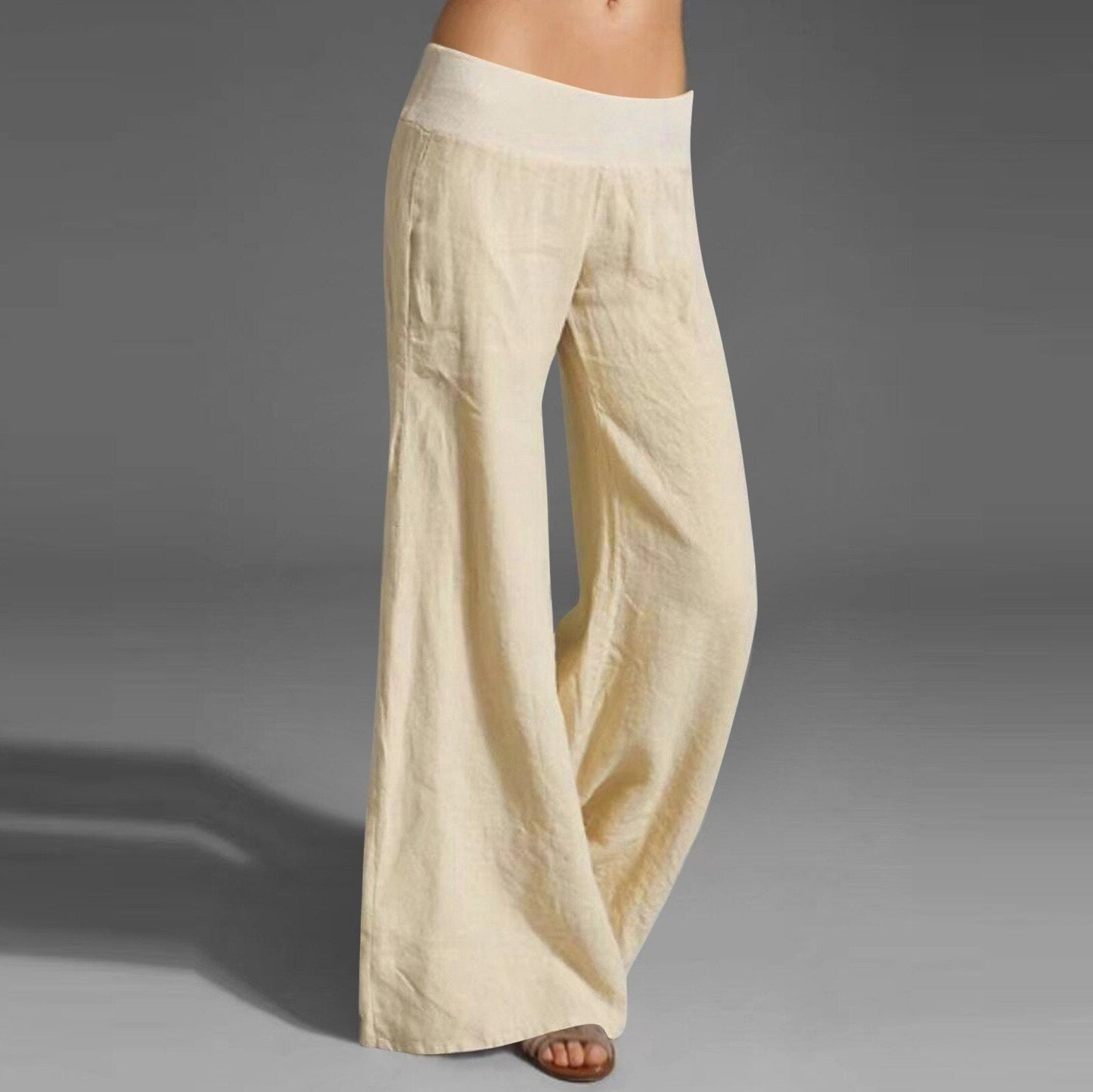 JuliaFashion - 2024  Solid Cotton Drawstring Casual Long Pants