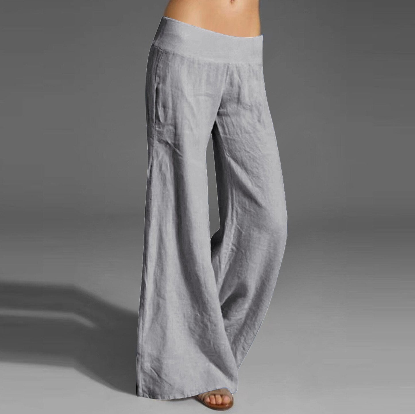 JuliaFashion - 2024  Solid Cotton Drawstring Casual Long Pants