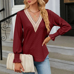 JuliaFashion-Elegant Y2k V-Neck Blouse