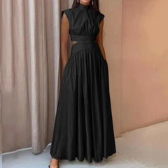 JuliaFashion-Elegant Sleeveless Hollow Out Maxi Dress