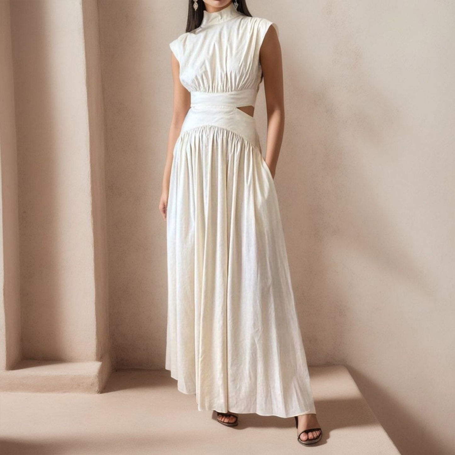 JuliaFashion-Hollow Out Backless Summer Dress