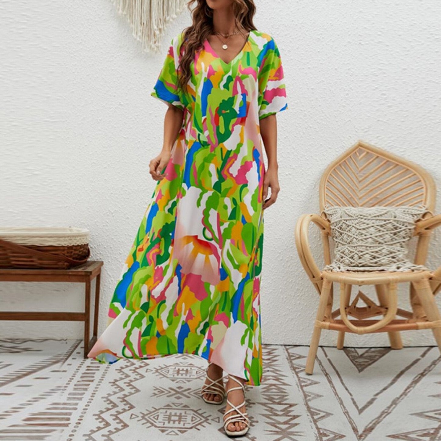 JuliaFashion-Casual Loose Bohemian Style Boho Dress