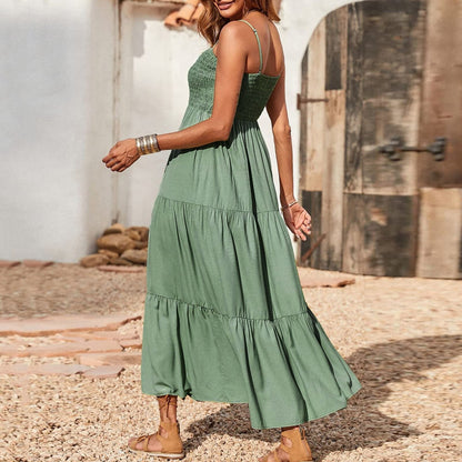 JuliaFashion-Boho Smocked Tiered Maxi Dress