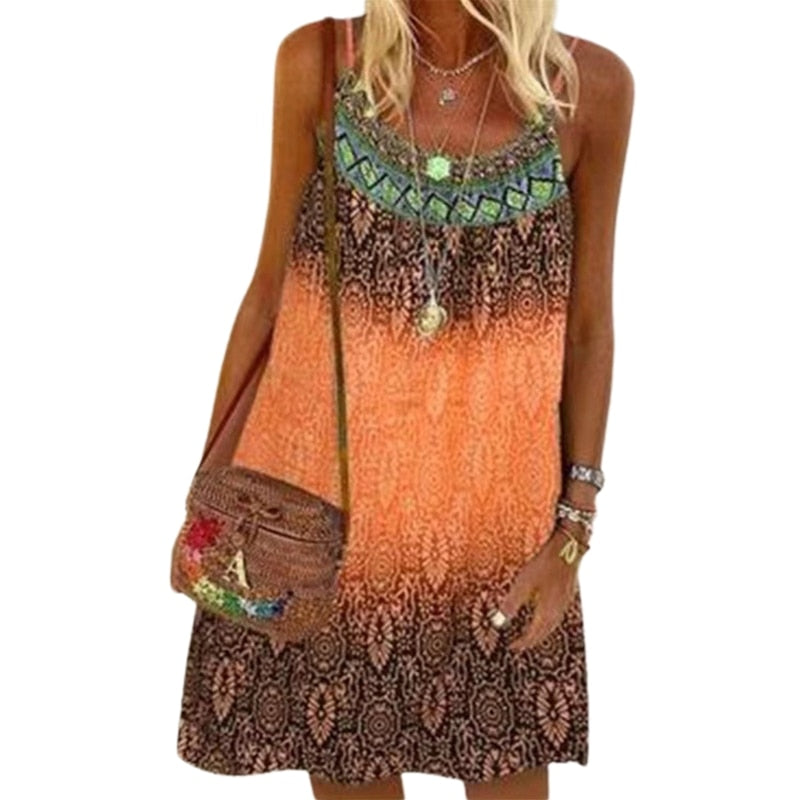 JuliaFashion - 2024 Spaghetti Strap O-Neck A-Line Mini Swing Dress