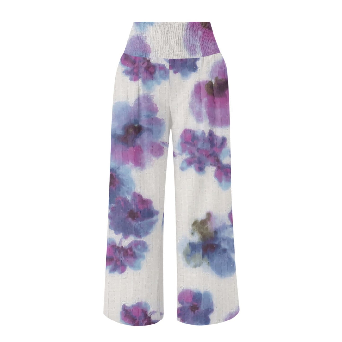 JuliaFashion-Floral Print High Waist Wide Leg Pants