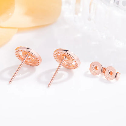 JuliaFashion - 2024 Rose Gold Round Cubic Zircon Earrings