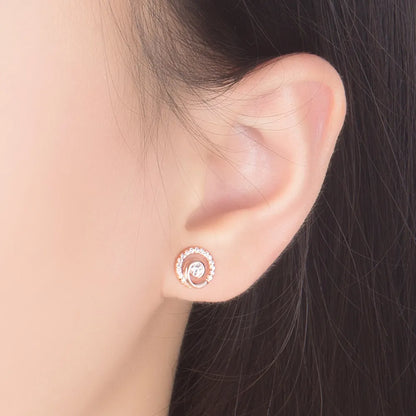 JuliaFashion - 2024 Rose Gold Round Cubic Zircon Earrings