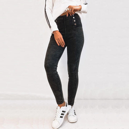 JuliaFashion - 2024 Women's Black Jeans Slim Sexy High Waist Denim Trousers