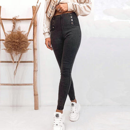 JuliaFashion - 2024 Women's Black Jeans Slim Sexy High Waist Denim Trousers