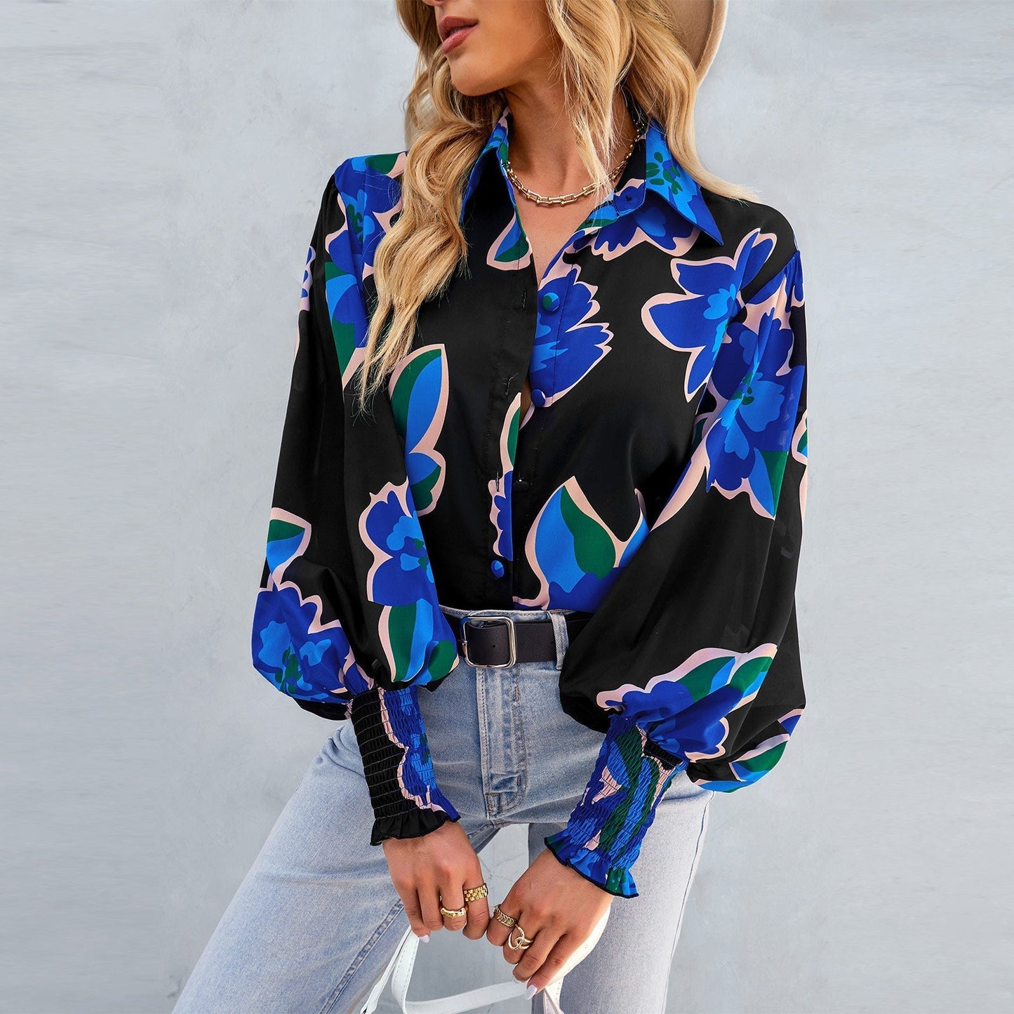 JuliaFashion - 2024 Women's Daily Floral Long Sleeve Pocket Button Tops