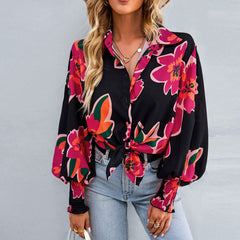 JuliaFashion - 2024 Women's Daily Floral Long Sleeve Pocket Button Tops