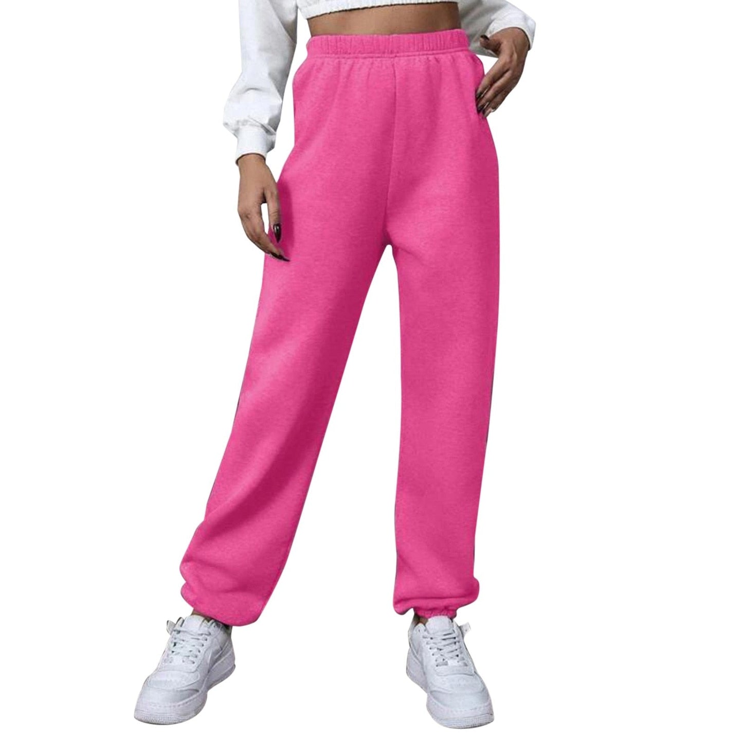 JuliaFashion-High Waist Yoga Sweatpants with Pockets