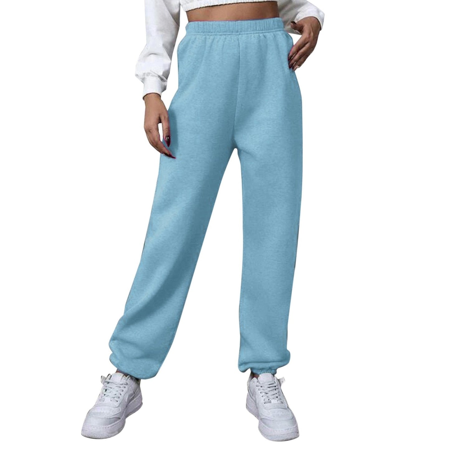 JuliaFashion-High Waist Yoga Sweatpants with Pockets