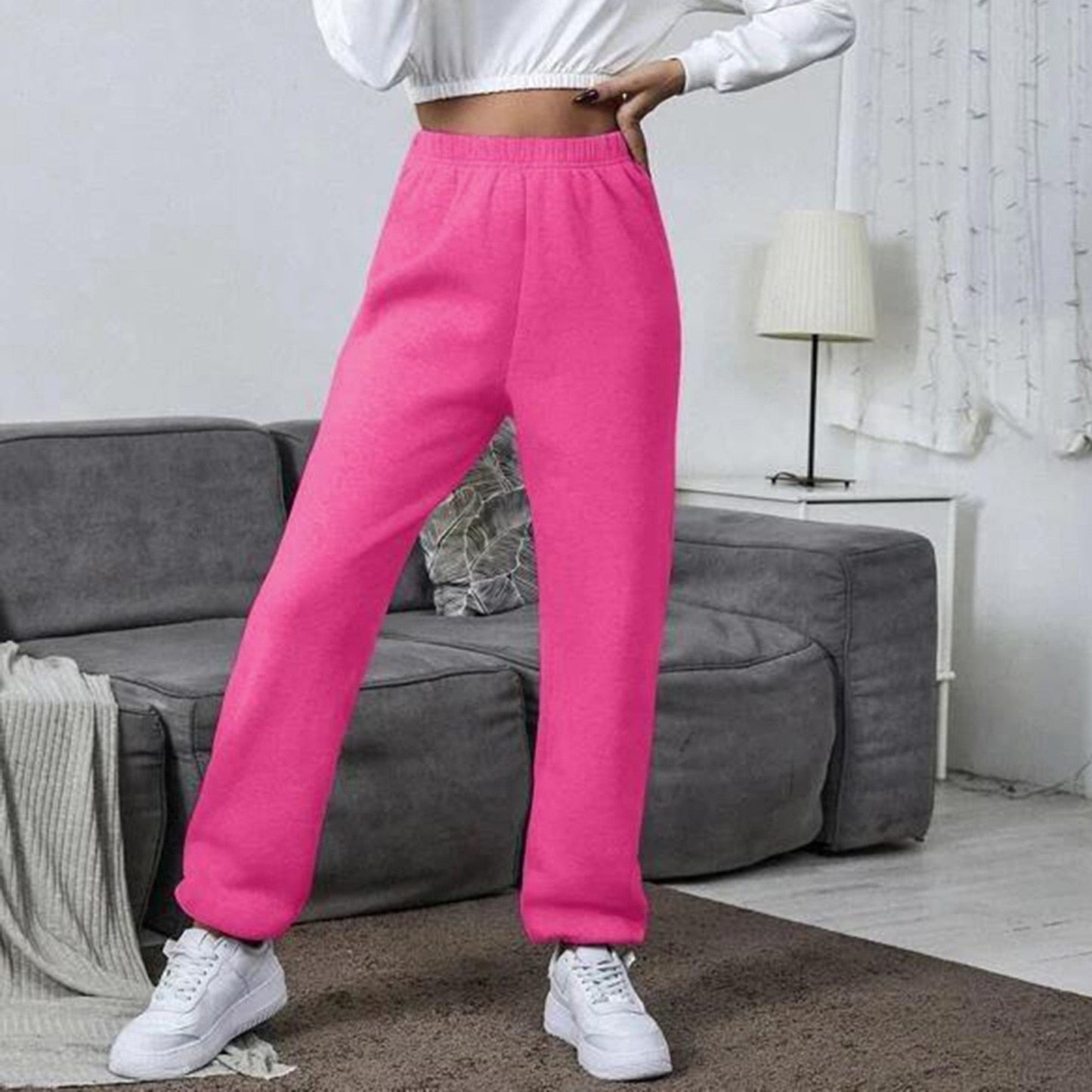 JuliaFashion-High Waist Yoga Sweatpants with Pockets