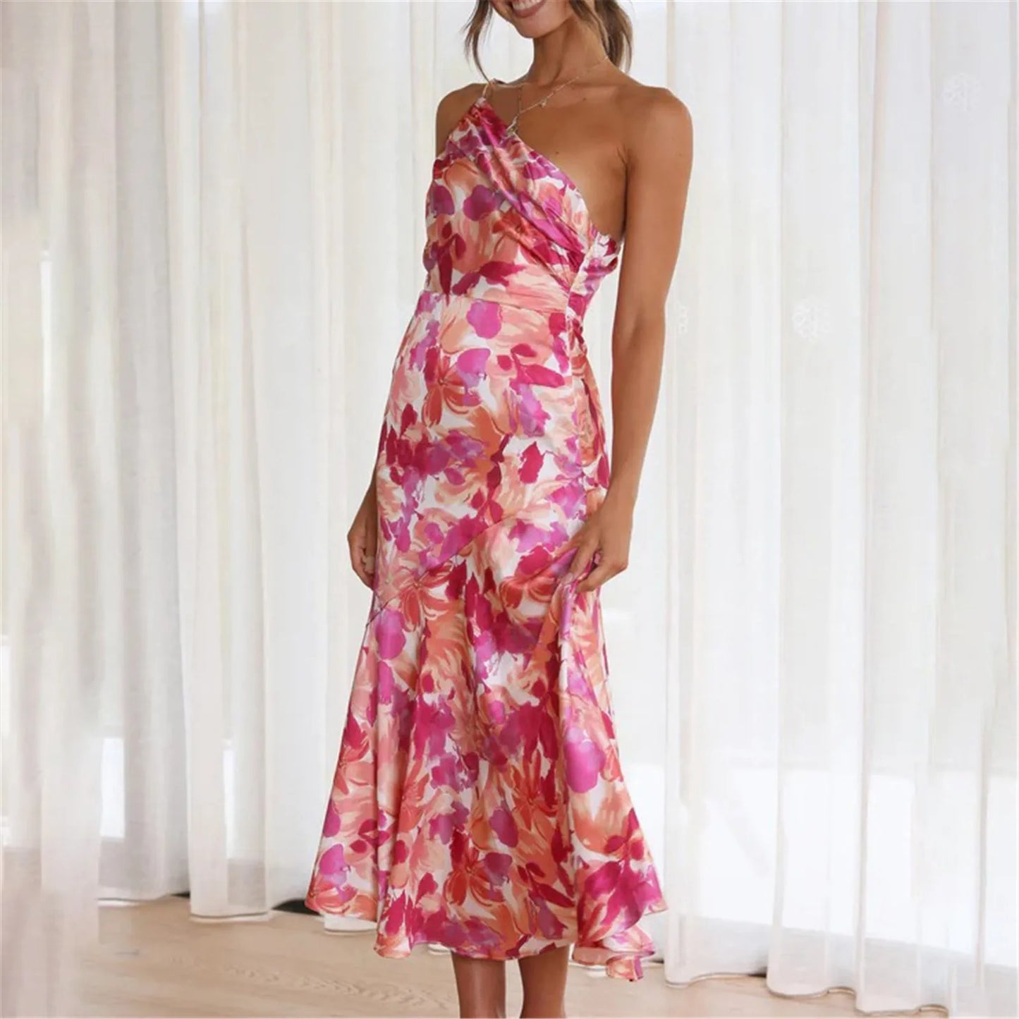 JuliaFashion - 2024 Slim Off Shoulder Floral Sundress Party Dress