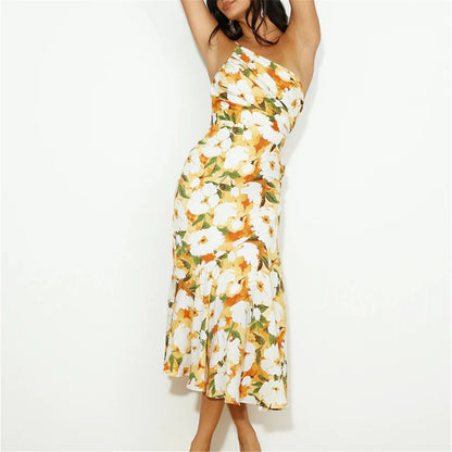 JuliaFashion - 2024 Slim Off Shoulder Floral Sundress Party Dress