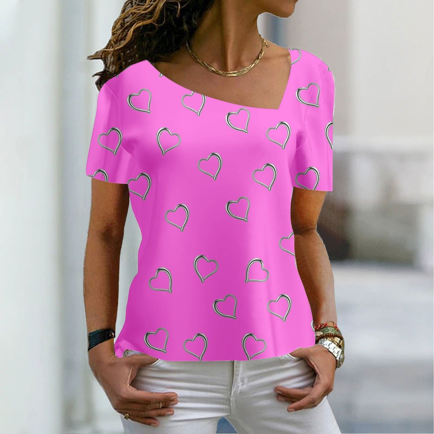 JuliaFashion - 2024 Women's Casual Loose Short Sleeve Printed Short Sleeve T-Shirt
