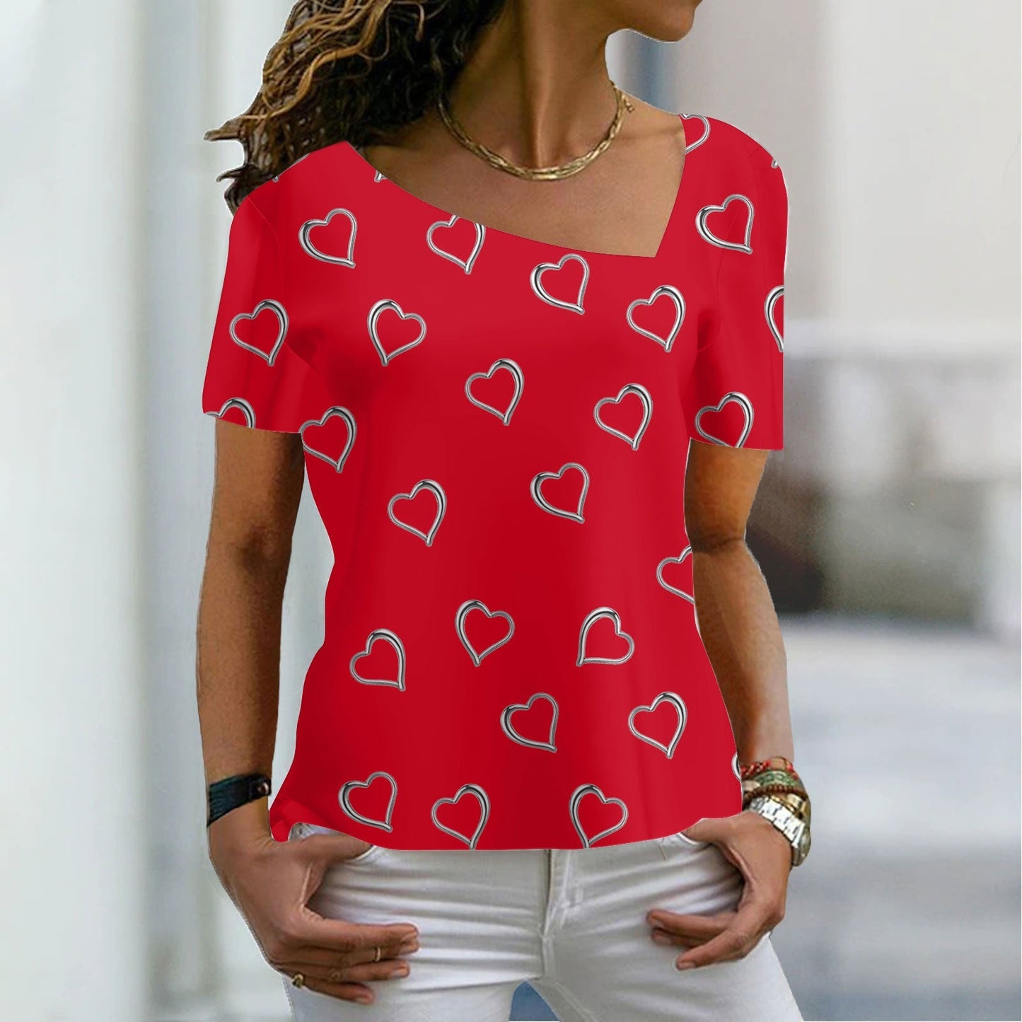 JuliaFashion - 2024 Women's Casual Loose Short Sleeve Printed Short Sleeve T-Shirt