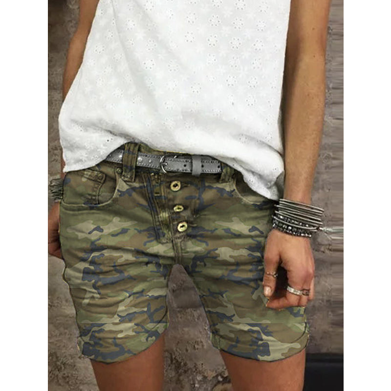 JuliaFashion - 2024 Women's Shorts High Waist Fashion Camouflage Loose Straight Pants