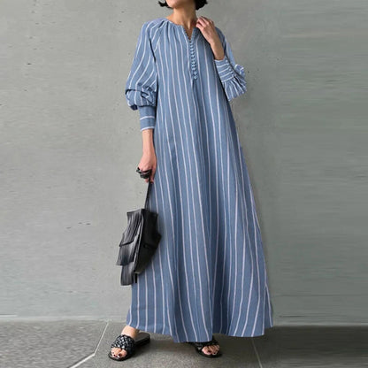 JuliaFashion-Dubai Full-Length V-Neck Kaftan Dress