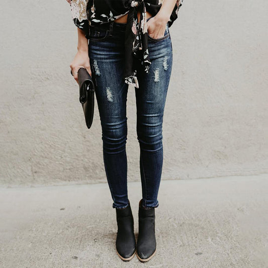 Women's Slim Elasticity Skinny Vintage Jeans
