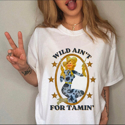 JuliaFashion - 2024 Women's T-shirt Western Cowboy Cartoon Letter Print Funny Cute Short