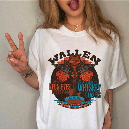 JuliaFashion - 2024 Women's T-shirt Western Cowboy Cartoon Letter Print Funny Cute Short