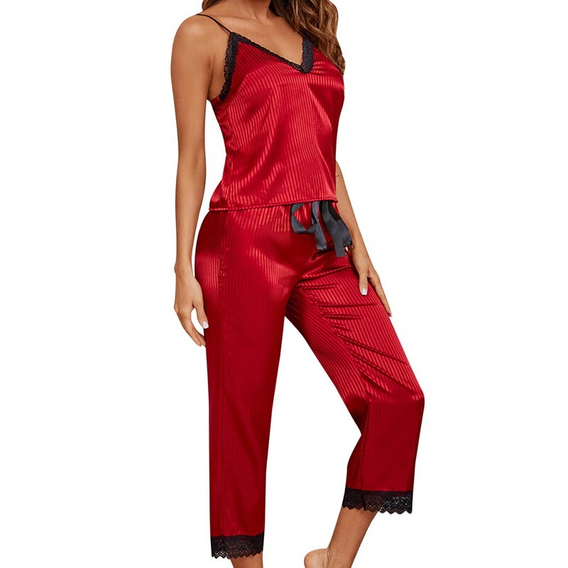 JuliaFashion - 2024 Two Piece Pajamas Cute Camisole Pant Set