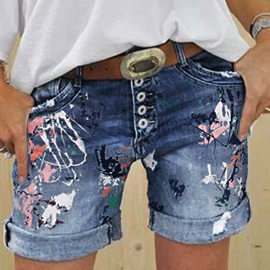 JuliaFashion - 2024 Women's High-Waisted Denim Shorts Loose Washed Pants Jeans