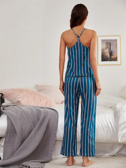 JuliaFashion-Long Pants V-neck Cute Sleeveless Tops Suit