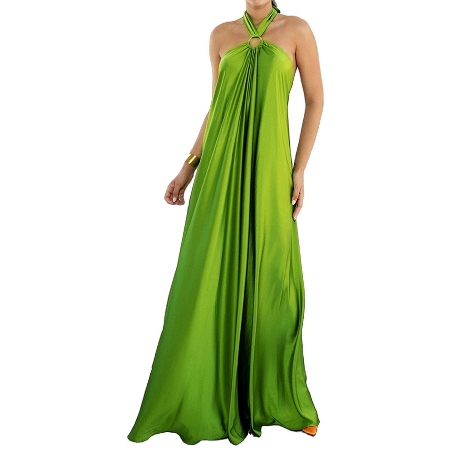 JuliaFashion - 2024 Vintage Halter Neck Backless Maxi Dress