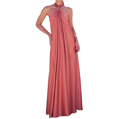 JuliaFashion - 2024 Vintage Halter Neck Backless Maxi Dress