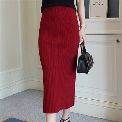 JuliaFashion-Elegant Office Woolen Pencil Skirt