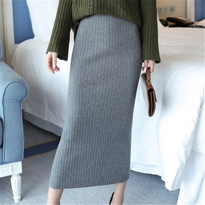 JuliaFashion-Elegant Office Woolen Pencil Skirt