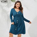 JuliaFashion-Buttons V-Neck Sexy Pleated Party Sundress