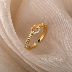 JuliaFashion-Fashionable Gold Geometric O Shape Ring