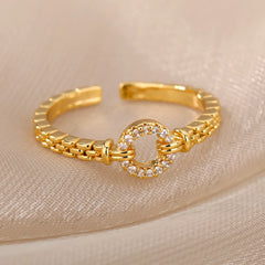 JuliaFashion-Fashionable Gold Geometric O Shape Ring