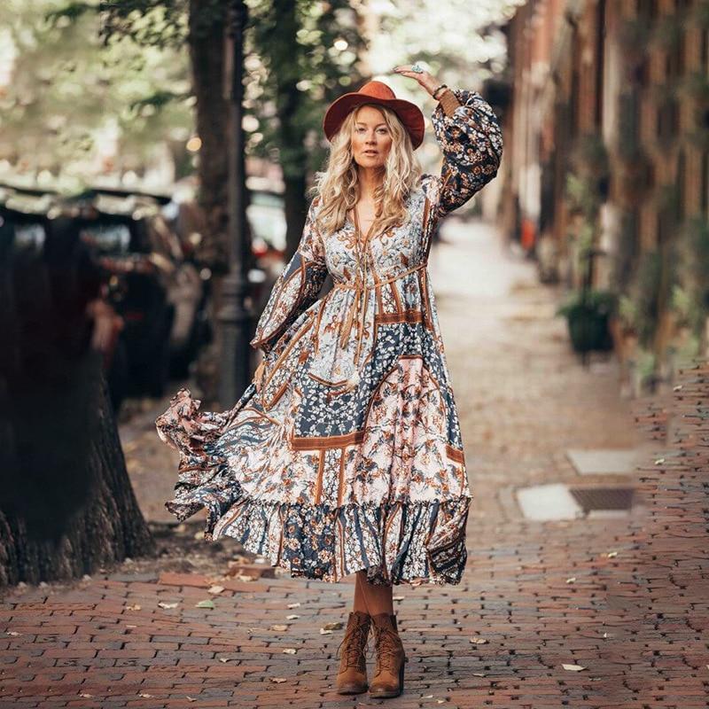 JuliaFashion-Autumnish Long Sleeve Irregular Retro Dress