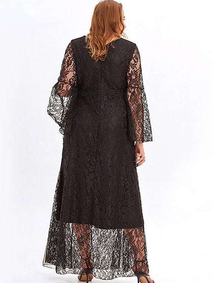 JuliaFashion-Lace Mesh Full Sleeves Evening Dresses