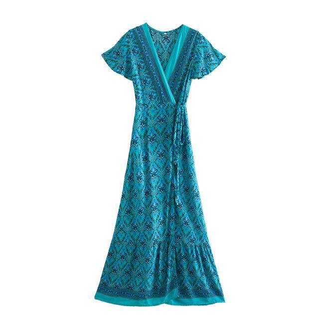 JuliaFashion-Boho Chic Summer Wrap Long Dress