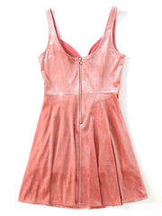JuliaFashion-New Thing Sweetheart Neck Pleated Velvet Dress