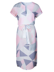 JuliaFashion-Dream Girl Color Block Notch Neck Dress