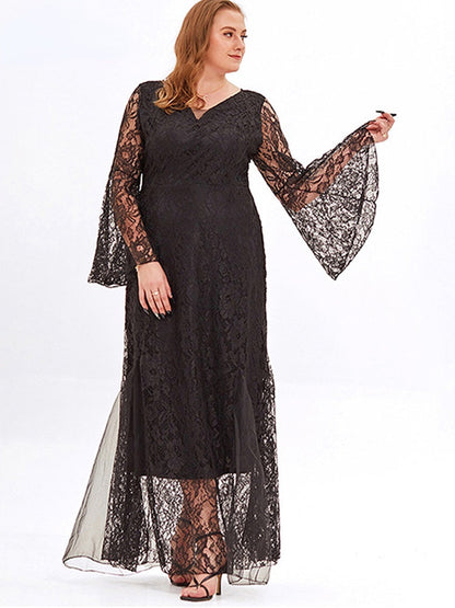 JuliaFashion-Lace Mesh Full Sleeves Evening Dresses