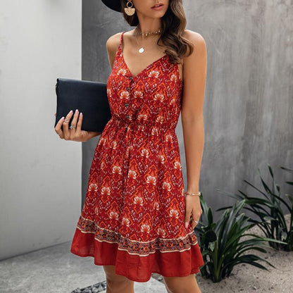 JuliaFashion-Elegant Button Bohemian Summer Dress