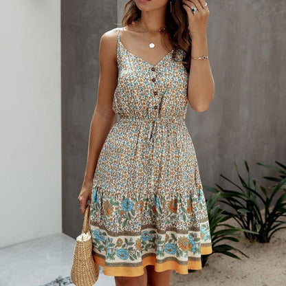 JuliaFashion-Elegant Button Bohemian Summer Dress