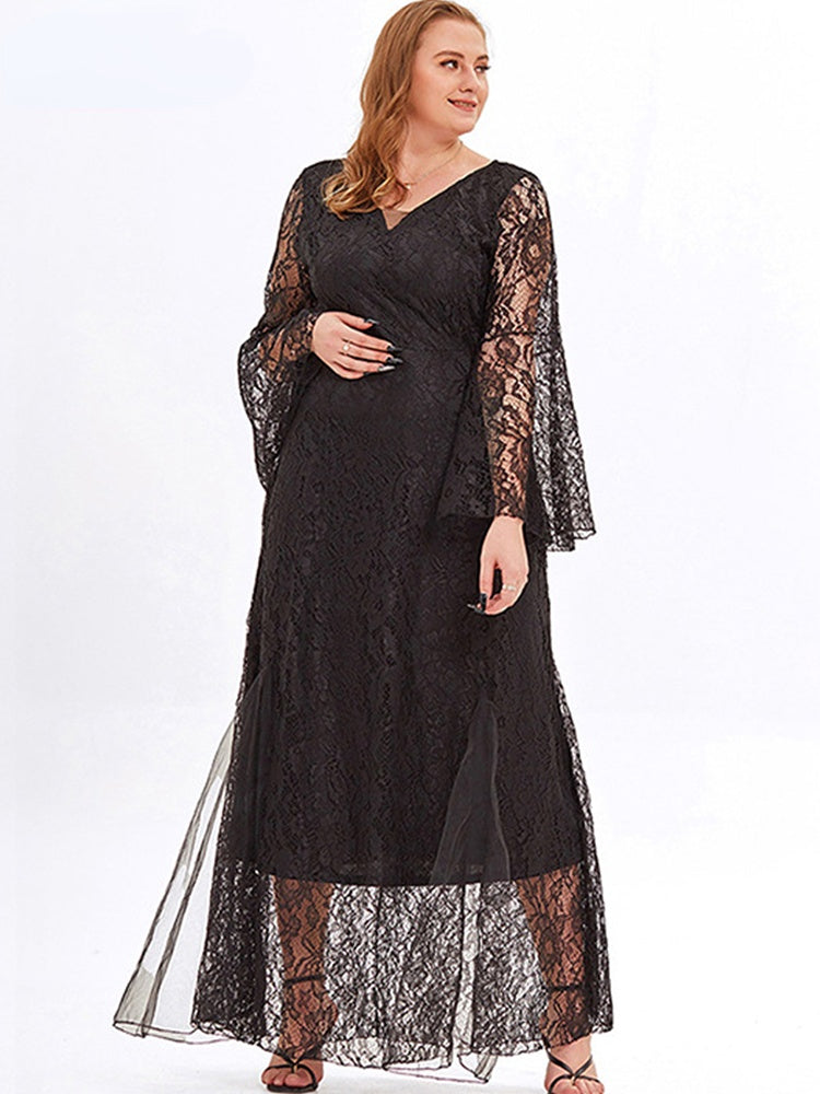 JuliaFashion-Lace Mesh Full Sleeves Evening Dresses