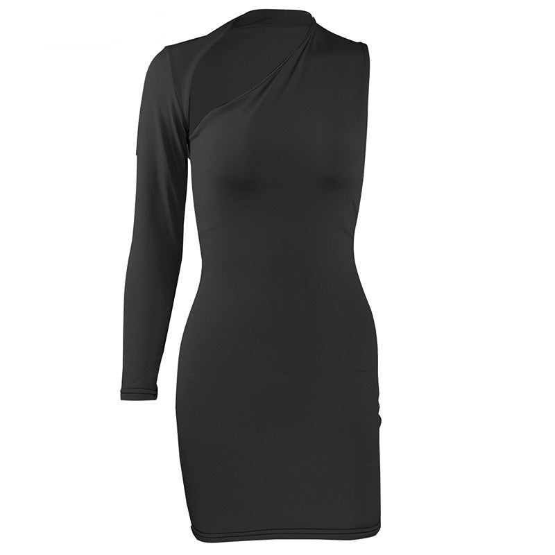 JuliaFashion-Cut Out Long Sleeve Mini Elastic Black Casual Club Dress