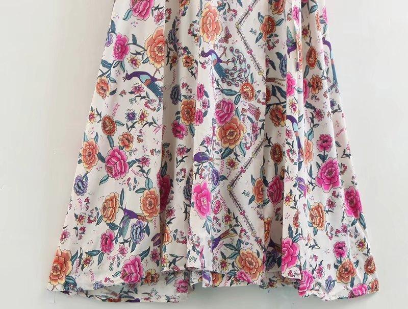 JuliaFashion-Floral Print Cotton Wrap Dress