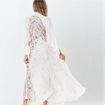 JuliaFashion-Floral Vibes V-Neck Irregular Maxi Dress