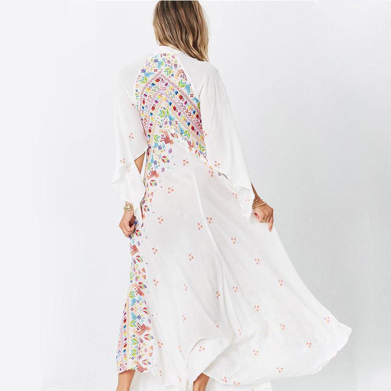 JuliaFashion-Floral Vibes V-Neck Irregular Maxi Dress